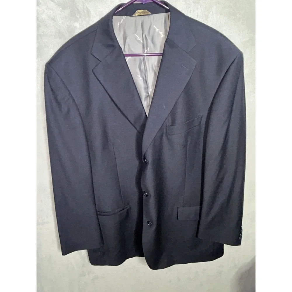 Lana LUXE Blue NAvy Super 140s Merino Wool 3 button size 50 DV  Mens Blazer EUC
